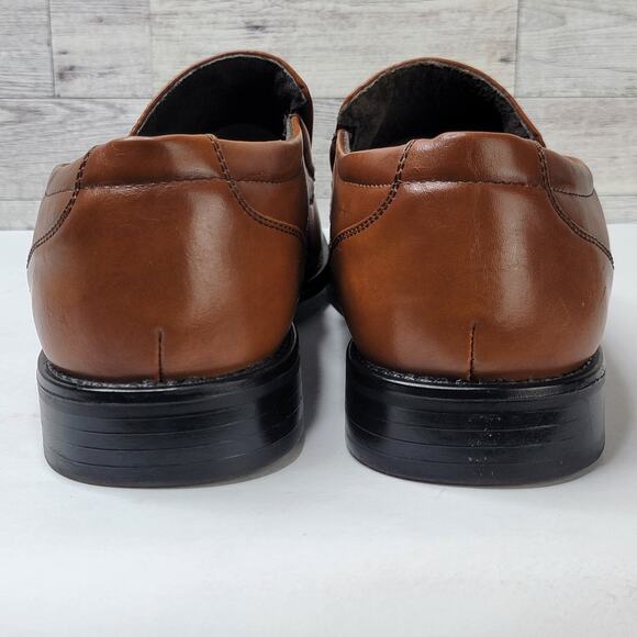 Bonafini Mens 12M Dress Shoes Brown Leather Slip On Square Toe Career Office main image 8